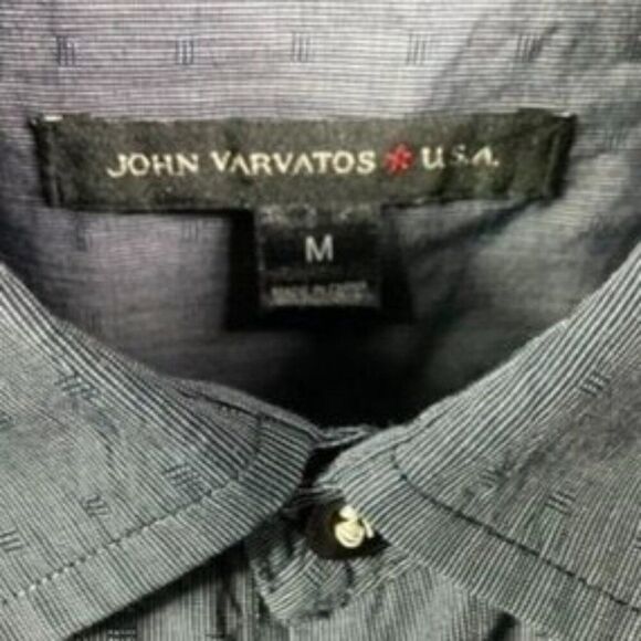 John Varvatos USA Mens Short Sleeve Button-Up Shirt, Medium, Navy blue - Picture 5 of 7